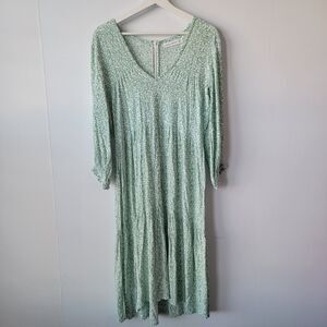Faithfull the Brand womens size S Les Fleur‎ Midi Dress Kaia Seafoam Floral